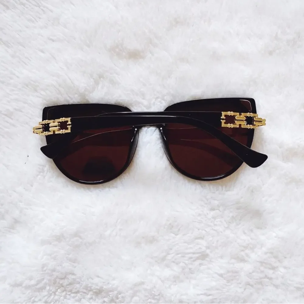 Genevieve Clear Brown & Black Rimless Polarized Sunglasses